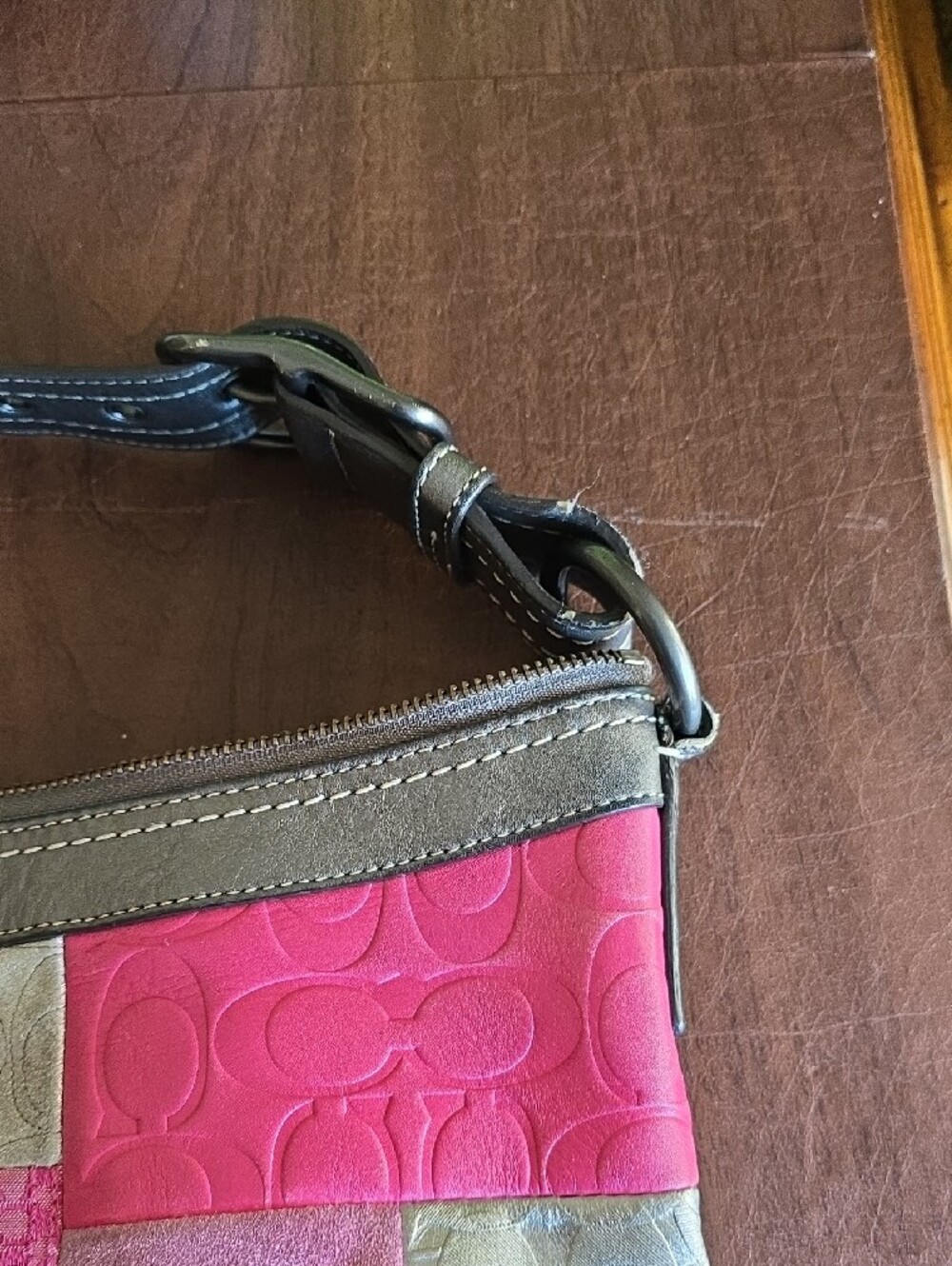 Coach Patchwork Leather Crossbody Bag in Pink & Metallic Silver - Picture 8 of 15
